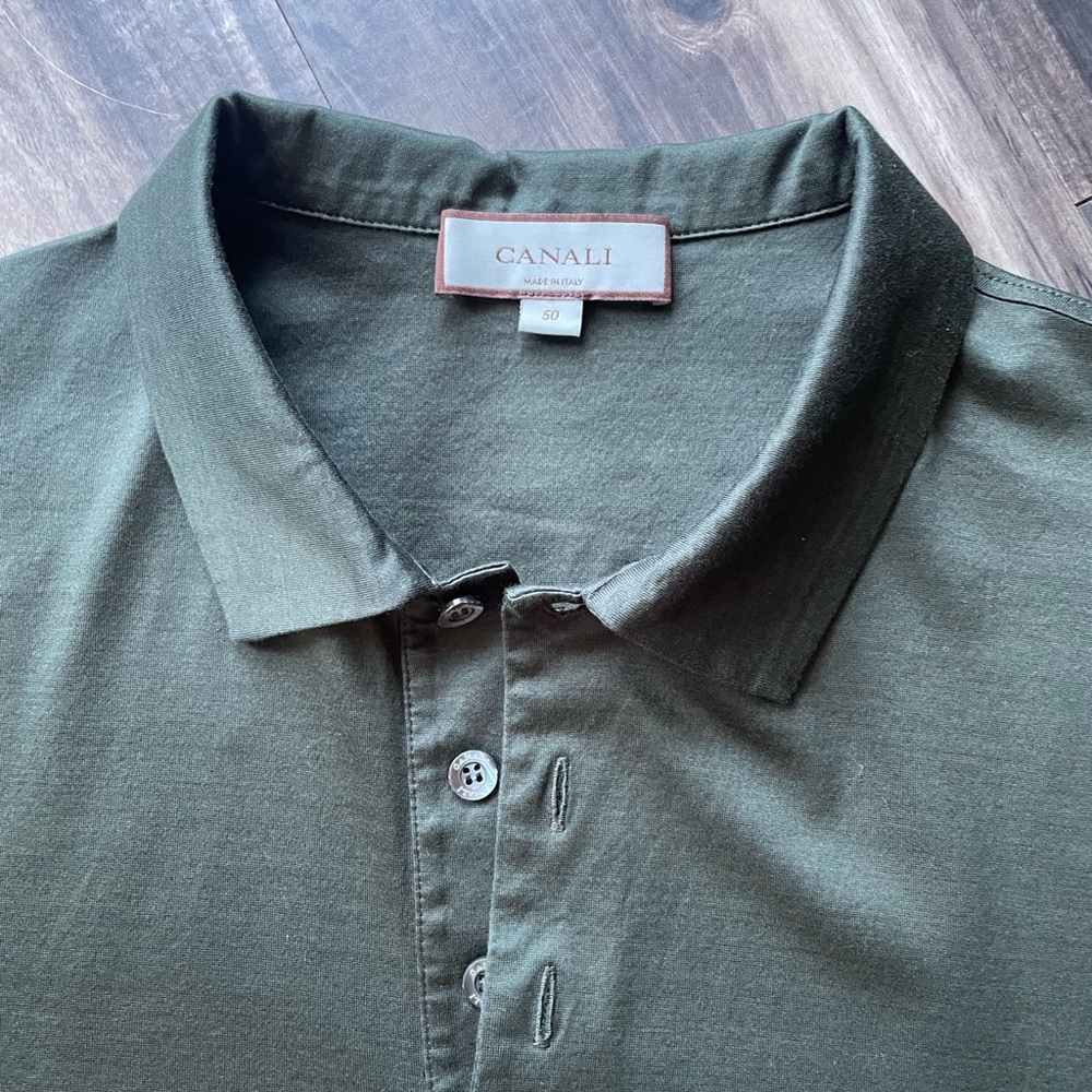 Canali Golf Shirt.  Dark Green. Size 50 (Medium)